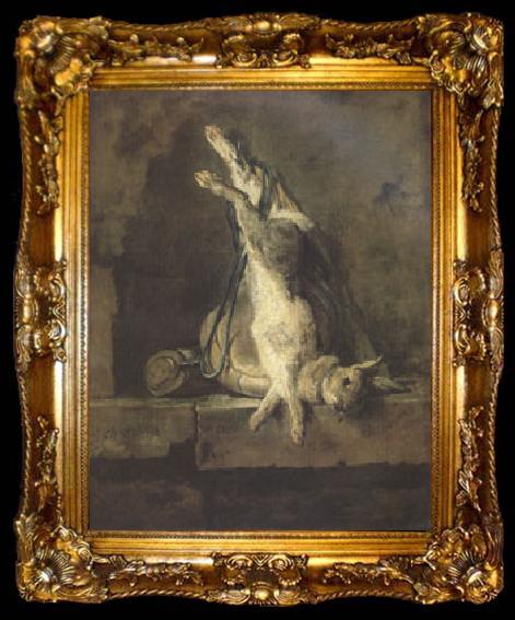 framed  Jean Baptiste Simeon Chardin Dead Rabbit with Hunting Gear (mk05), ta009-2